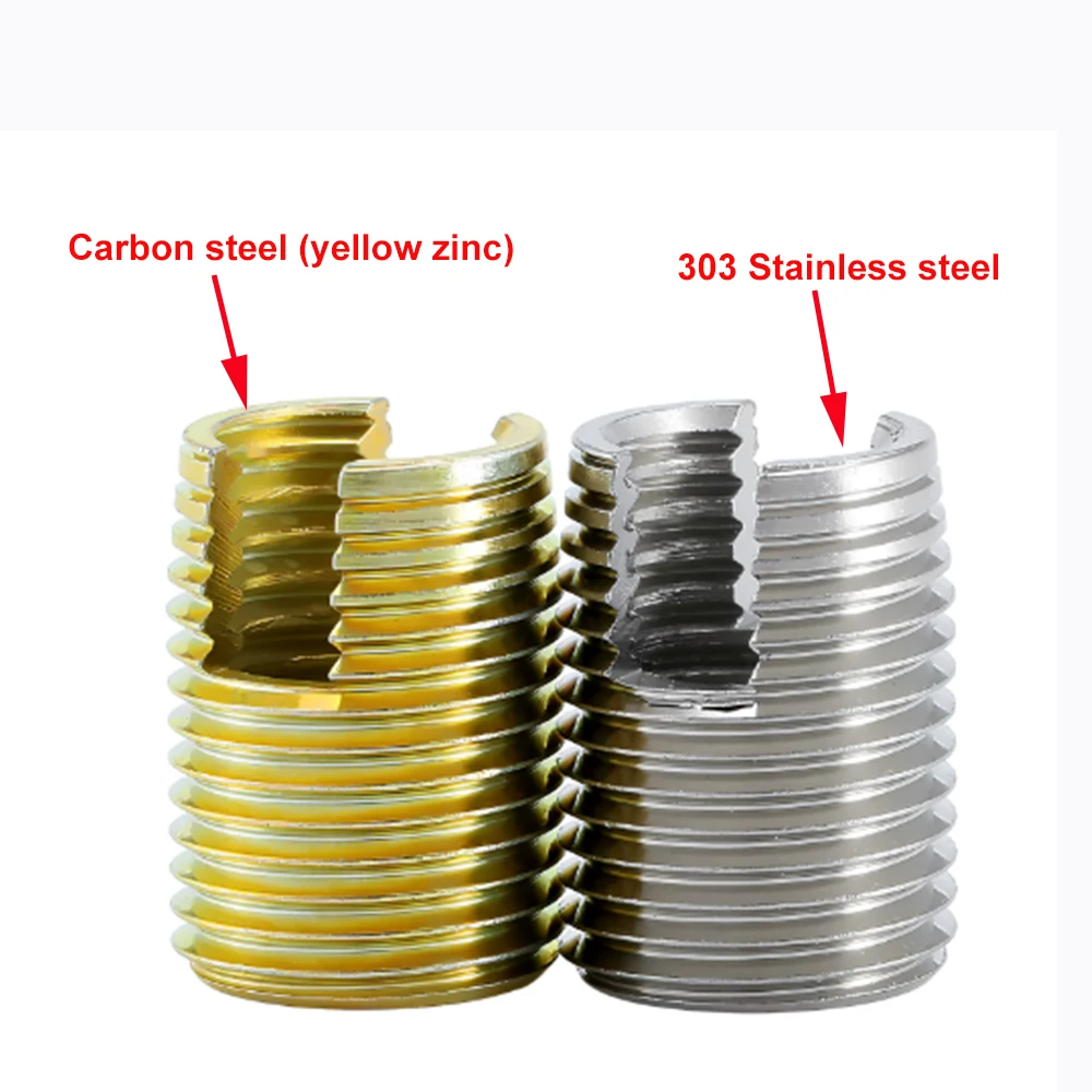 M2 ~ M20 Self Tapping Thread Insert Nuts Stainless/Carbon Steel Slotted Type External Thread Bushing Insert Embedded Nut Sleeve