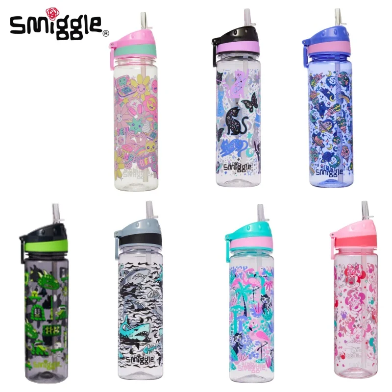 

New Genuine Smiggle Primary School Student Portable Straw Cup Large Capacity Water Bottle Children Outdoor Cup Cute Cartoon Gift