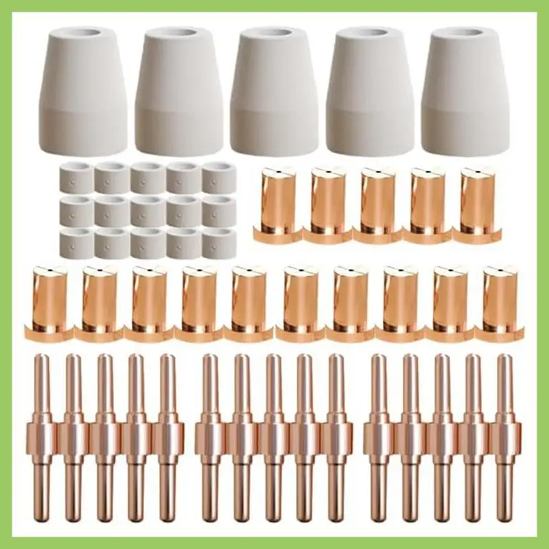 

50Pcs Extended PT-31 Plasma Cutter Consumables, Fit PT31 Plasma Torch Cutting Consumables