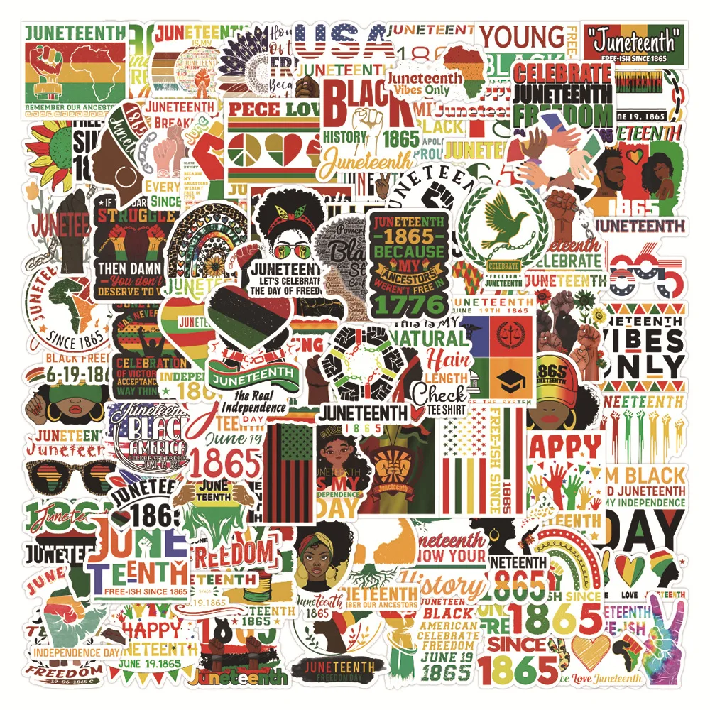 

50/100pcs June Festival Black History Month Graffiti Sticker Scrapbook Waterproof Phone Laptop Diy Decorative Sticker