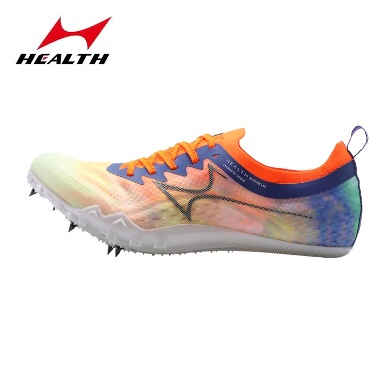 

Health Unisex Speed Track and Field Event Spike Shoes Men Carbon Plate Professional 6 Spikes Short Mid Running Sprint Sneakers