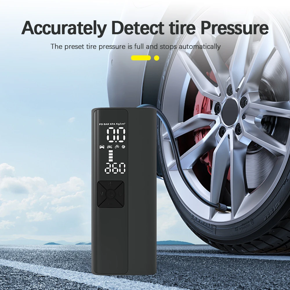 4000mAh Portable Inflator Car Air Compressor 150PSI Digital Tire Air Pump With LED Flashlight Tire Pressure Test