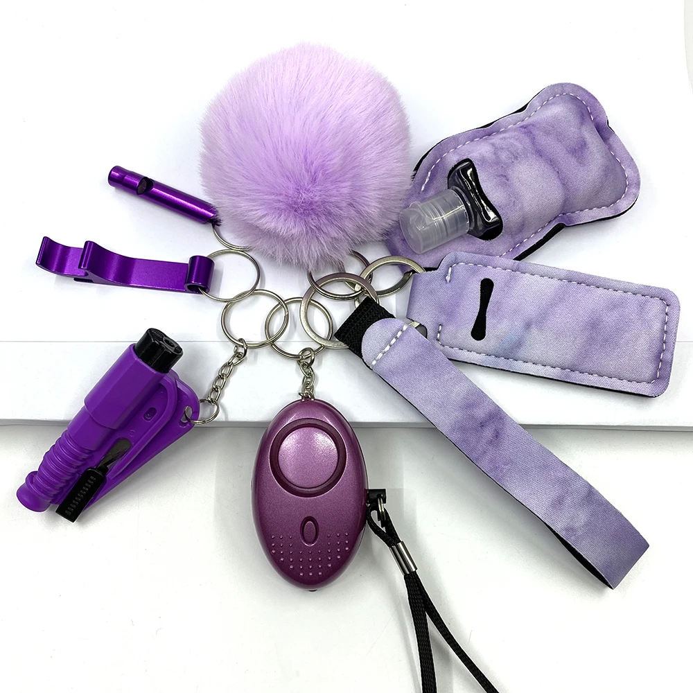 

10pcs One Set Women Defense Keychain Keyring Outdoor Survival Anti-Wolf Self-protection Key Chian With Alarm Sirens