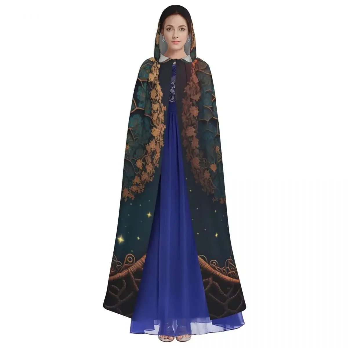 The Tree Of Life Hooded Cloak Halloween Party Cosplay Woman Men Adult Long Witchcraft Robe Hood
