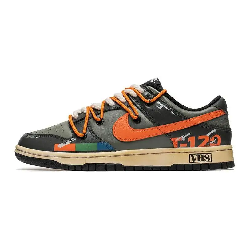 

[Custom Women's functional black and green]Nike Dunk Skateboard Shoes Women's Low-Top Black