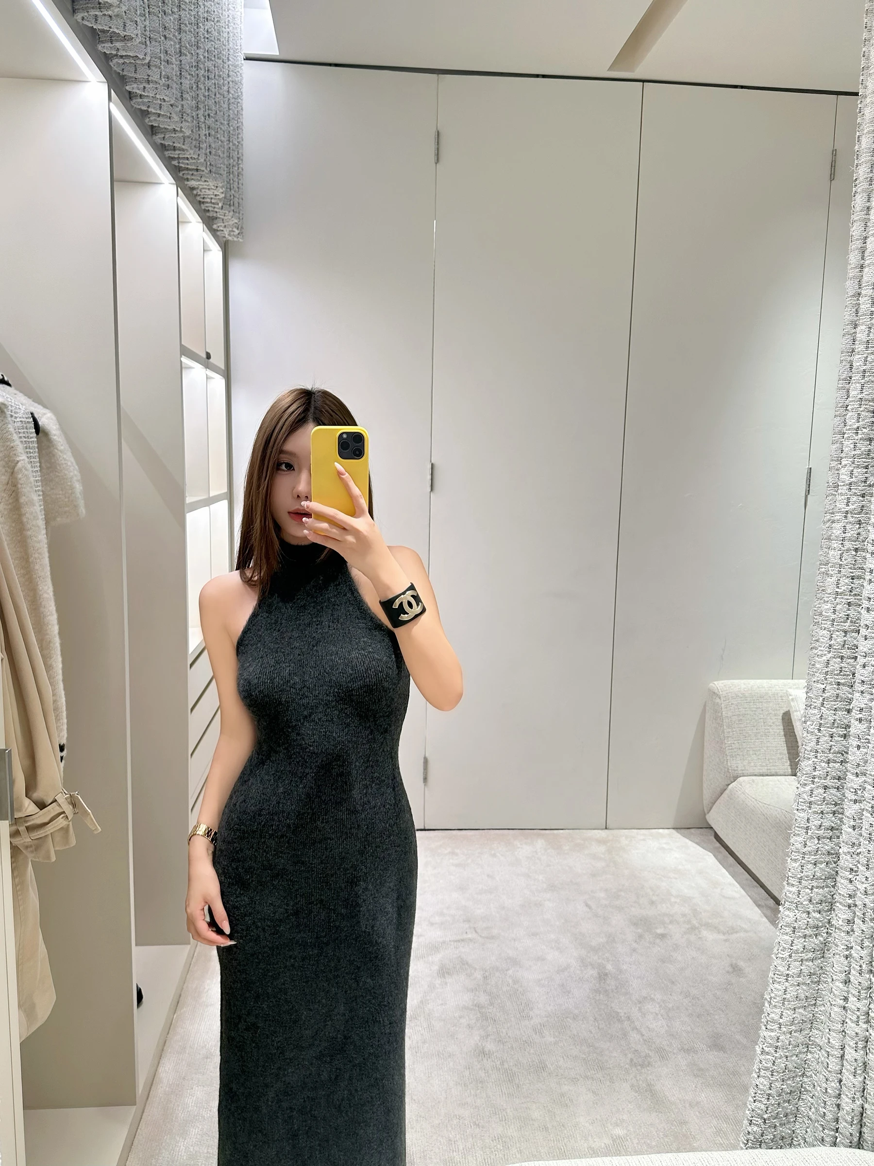 

Ele Long Knitted Dr Slim Fit Svel Ne Hanging Waist Cap Dr for Women Daily Wear Winter Collection