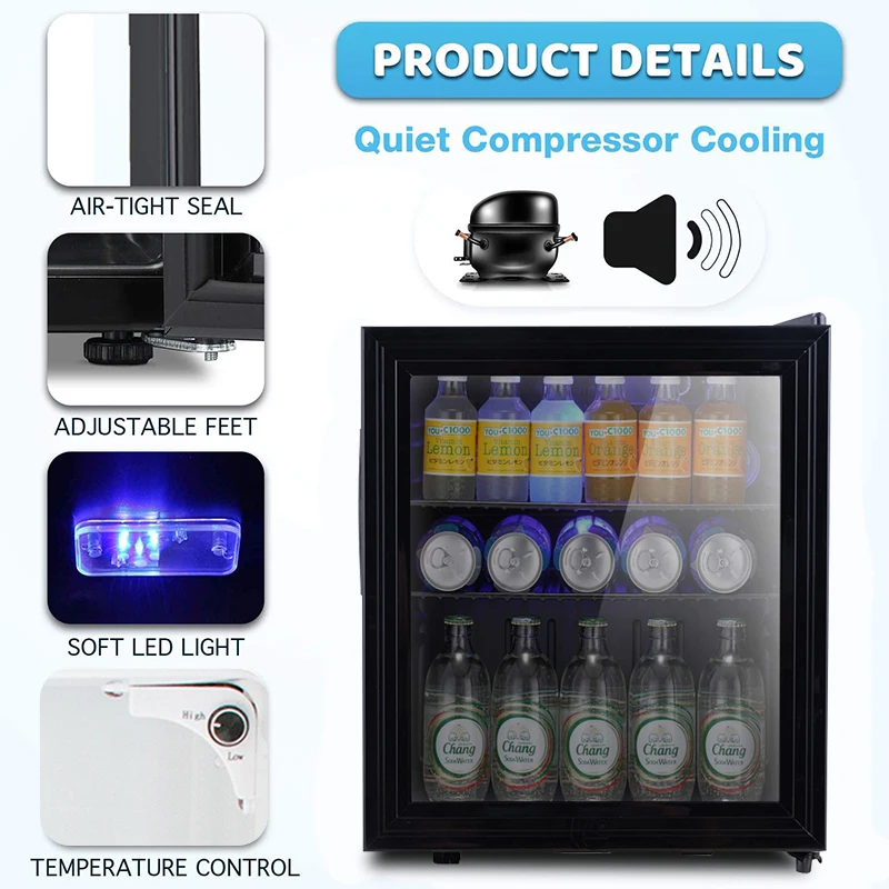 هانيسون فندق عالي الجودة بدون فروست ثلاجة تبريد صغيرة في باب زجاجي لغرفة المعيشة