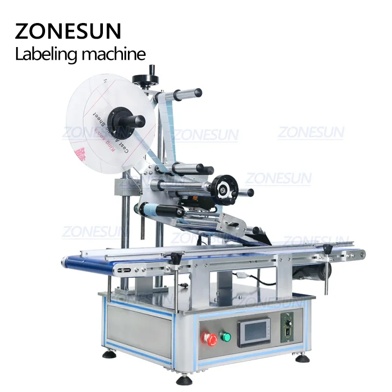 Zonesun Desktop Automatische Plastic Bag Pouch Envelop Cosmetische Box Platte Labeling Machine Label Plakken Machine
