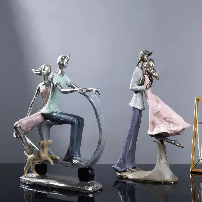 

Modern Couple Character Resin Adornments Wedding Housewarming Gift Home Livingroom Desktop Bookcase Sculpture Crafts Decoration