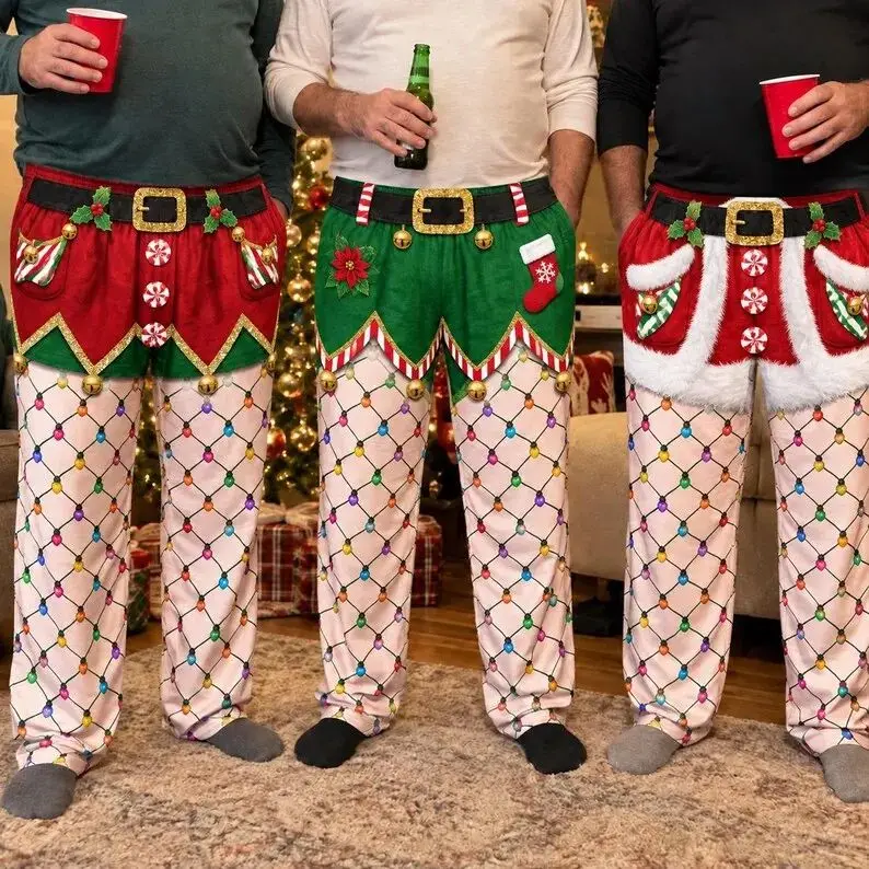 2026 Autumn Funny Christmas 3D Print Pajama Pants for Men  Fake Butt Underwear Graphic Lounge Trousers Family Gathering Gift