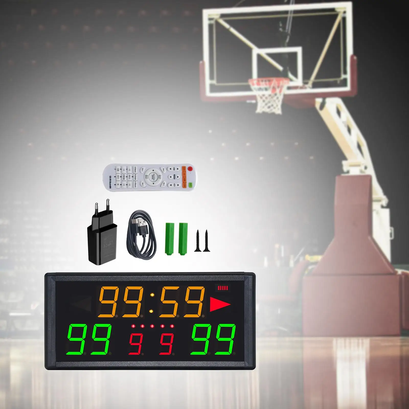 

Digital Scoreboard 33ft to 49ft Control Distance Lightweight Portable Score Clock for Football Basketball Badminton Volleyball