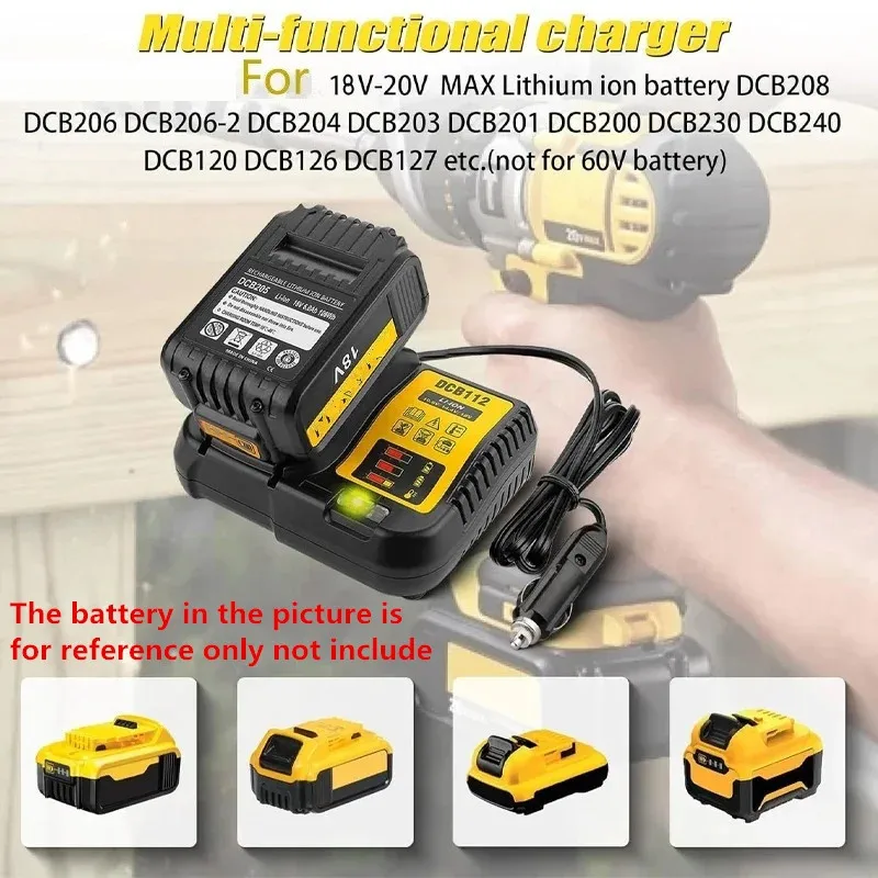 Mini Compact Li-ion Battery Car Charger for Dewalt Li-ion Battery 18V DCB205 DCB203 DCB204 DCB200 DCB201 DCB206 DCB180 DCB181