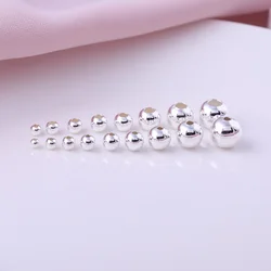 20PCS 925 sterling silver round beads handmade DIY beading materials bracelets anklets necklaces jewelry accessories