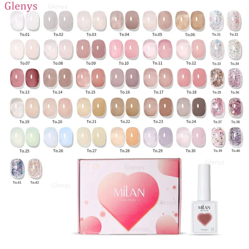 Glenys Milan 42 color nail polish glue set full coverage gel varnish net red new nail salon wholesale UV LED gel learning set