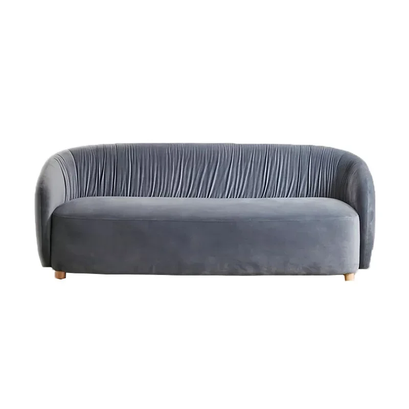 French Internet celebrity light luxury velvet pleats, creative design style three-person sofa, Nordic modern, double villa sofa