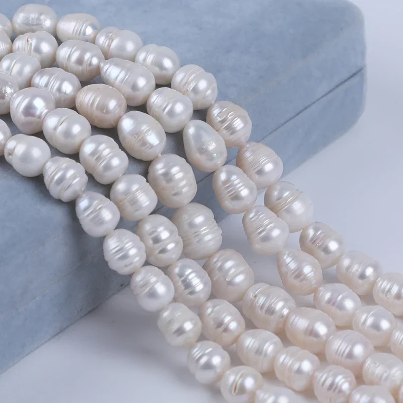 Wholesale  18cm 11-12mm Big Size White Color Rice Freshwater Pearl  Strand  7 Inch Natural Pearls For Jewelry Making