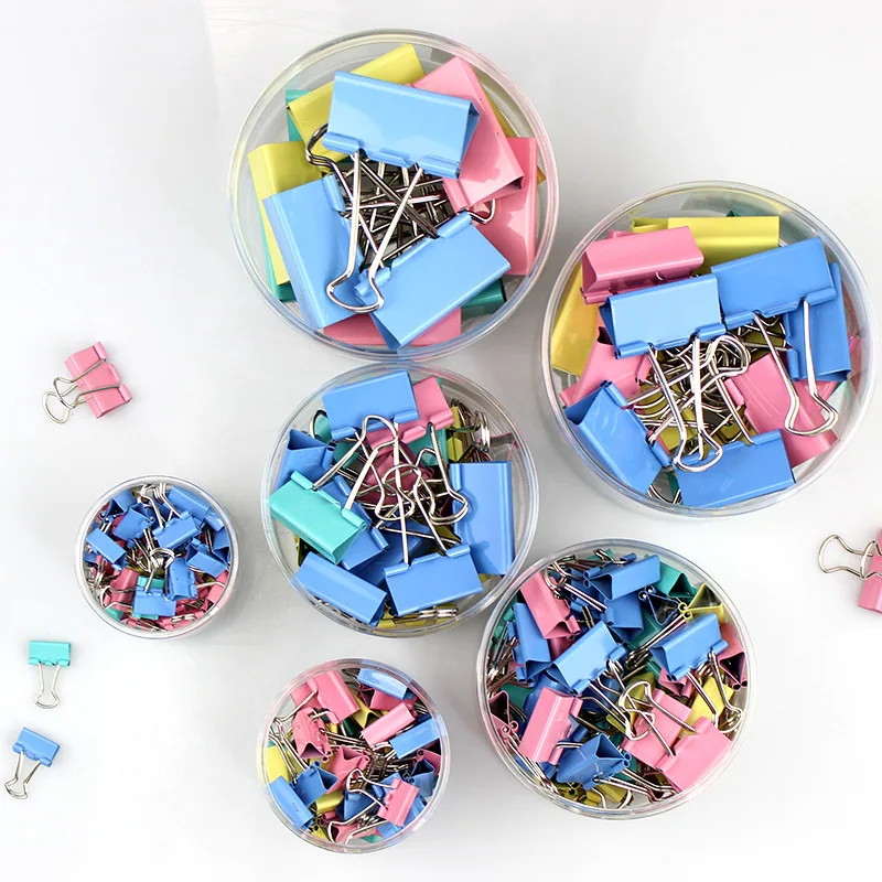 40Pcs Colorful Metal Binder Clips Paper Clip 3*2cm School Office Learning Supplies Color Random High Quality
