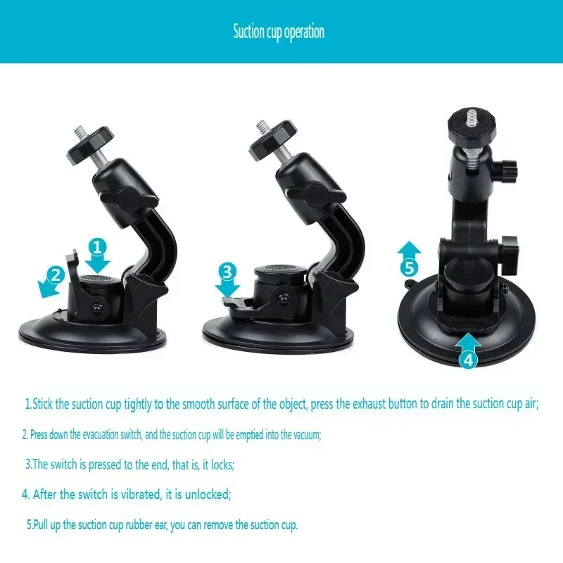 For Glass Suction Cup Action Camera Sport Cam Tripod Mount For Car Record Holder Stand Bracket For Gopro Hero8 7 6 5 Yi2 Accesso