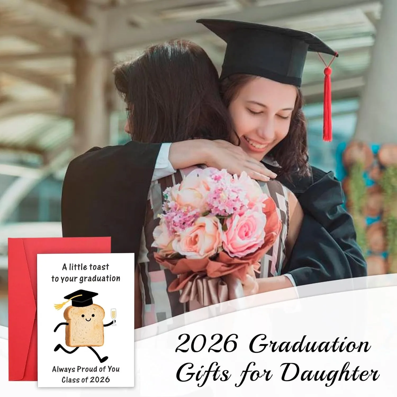 Funny Toast Graduation Greeting Card, "A Little Toast To Your Graduation" Class of 2026 Congratulatory Card with Envelope - view 4