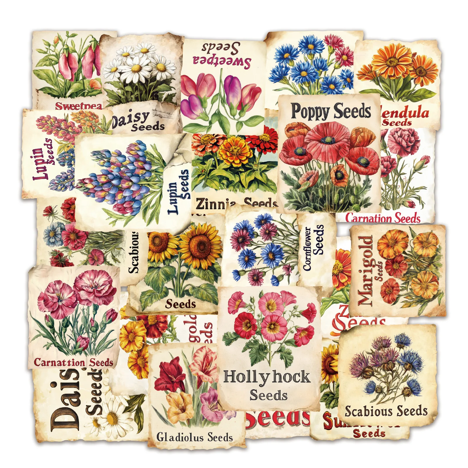 50 Stück Pflanzenaufkleber im brennenden Stil, DIY, Scrapbooking, Collage, Schreibwaren, Vintage-Aufkleber für Laptop, Telefon, Tagebuch, Dekoration