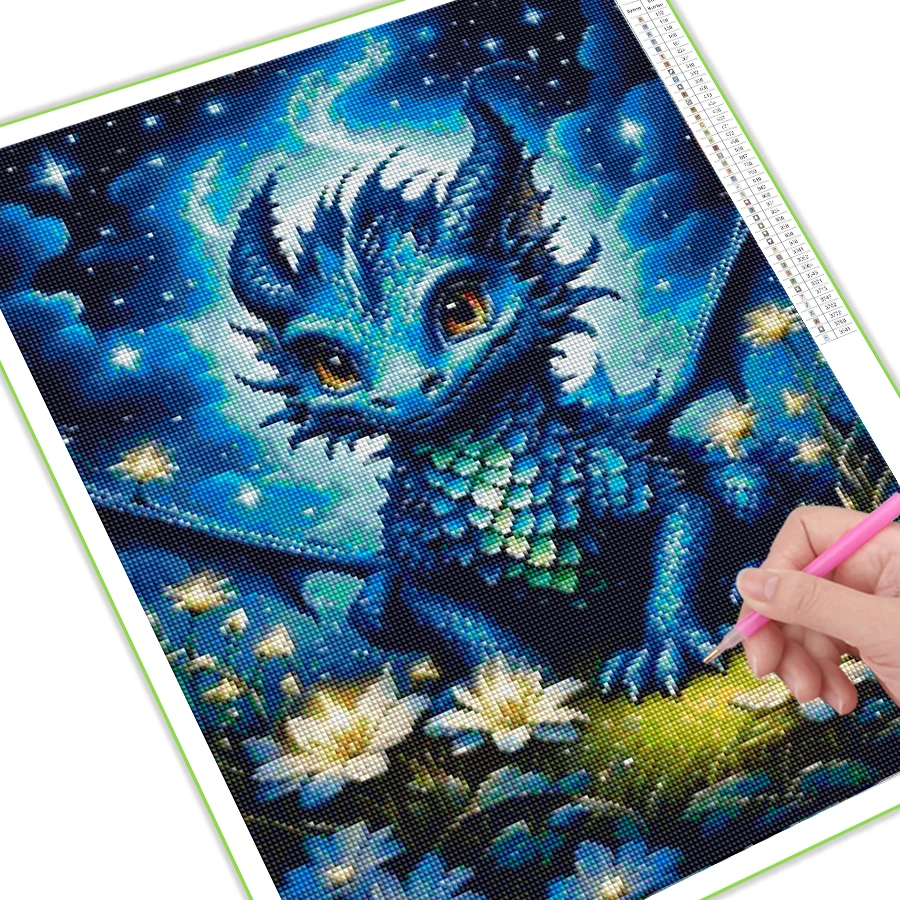 Diy Full Mosaic Art Cartoon Dragon Baby Diamond Painting New Collection 2024 Animals Rhinestone Embroidery Picture Kid Gifts