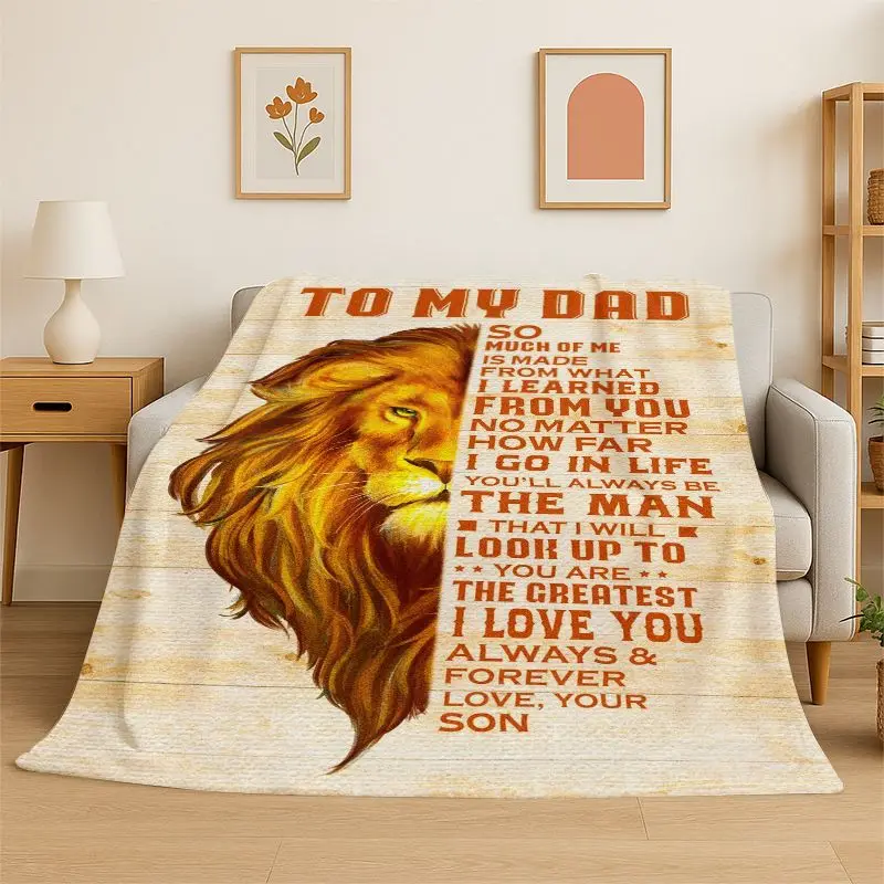 Gift Thanks To My Dad Father Letter Present Flannel Blanket Soft Throw Blanket for Bedroom Living Room Bed Travel Picnic Nap