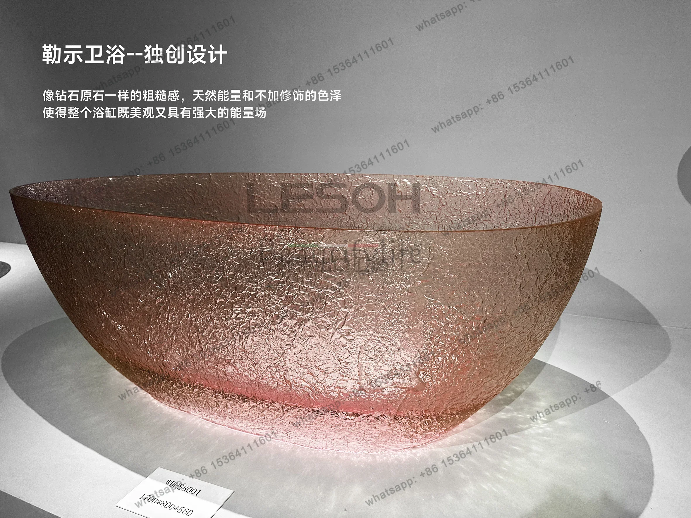 Natural resin crystal bathtub hand-polished process design sense transparent bathtub