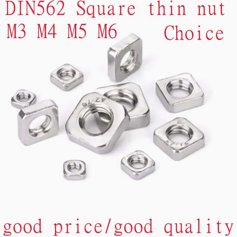 10/20/50/100 Pieces DIN562 Stainless Steel Square Thin Nuts M3 M4 M5 M6 M8 M10
