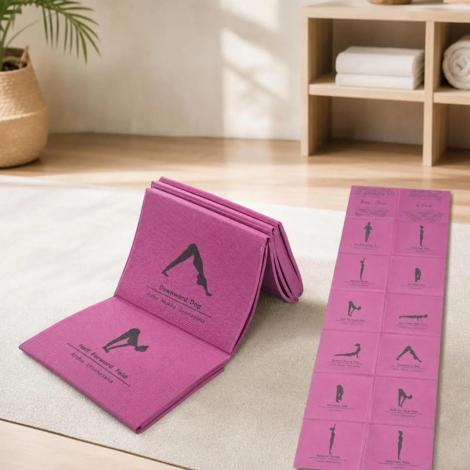 Foldable Yoga Mat Travel-Friendly Folding Yoga Mat Portable for Stretching, Home Gym, Pilates