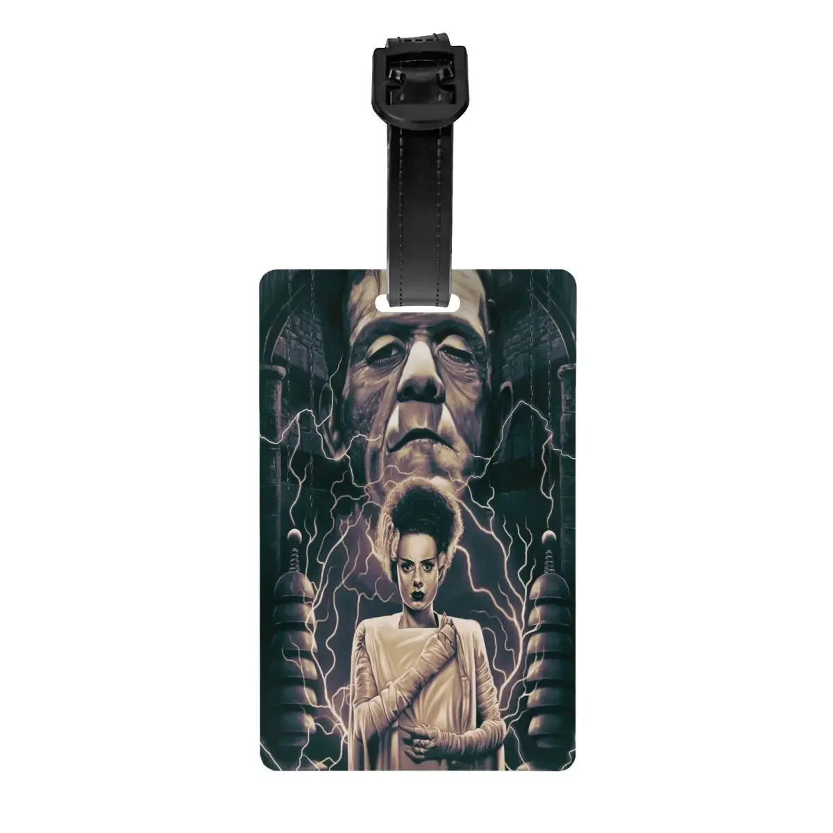 

Custom The Bride Of Frankenstein Poster Luggage Tag With Name Card Horror Movie Privacy Cover ID Label for Travel Bag Suitcase