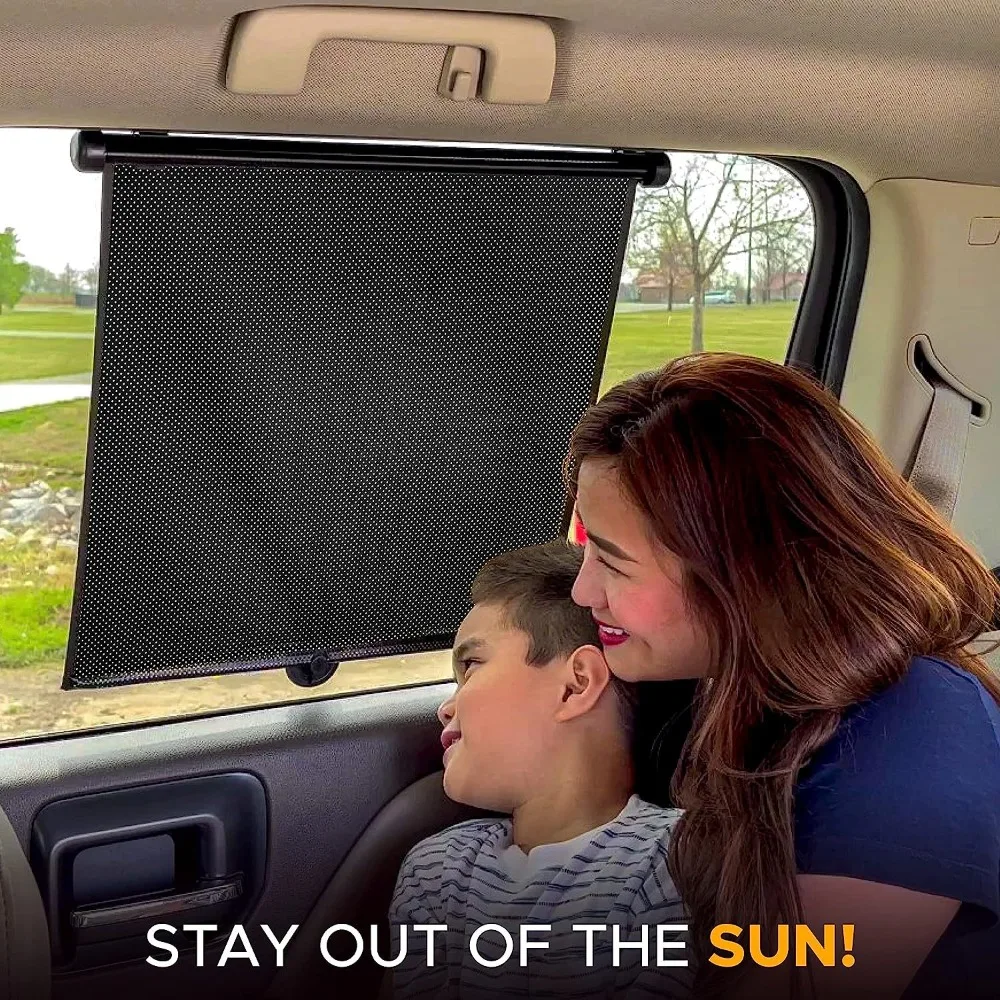 Universal Retractable Car Sunshade Roller Easy Slide Mechanism Glare Reduction UV Blocking Window Visor Easy Installation