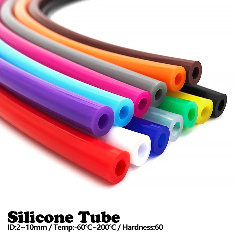 5Meter Silicone Rubber Tube ID 2mm 3 4 5 6 8 10mm 12mm Food Grade Transparent Flexible Tubing Hose Colorful Plumbing Water Pipe