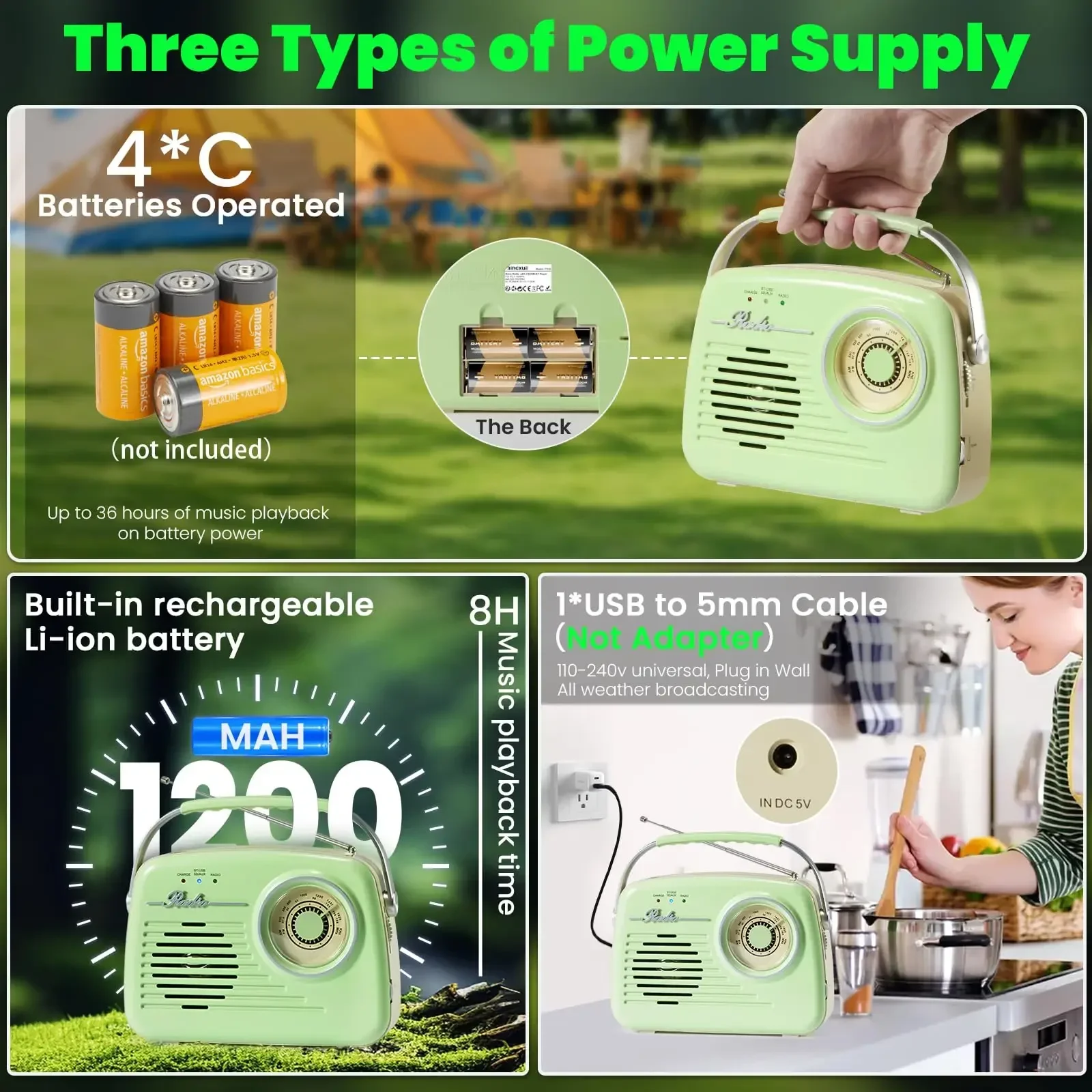 レトロbluetoothラジオ-ポータブルam-fmラジオ-充電式ビンテージスピーカー-usb-sd-aux-35mmヘッドフォンジャック付き-キャンプギフトに最適