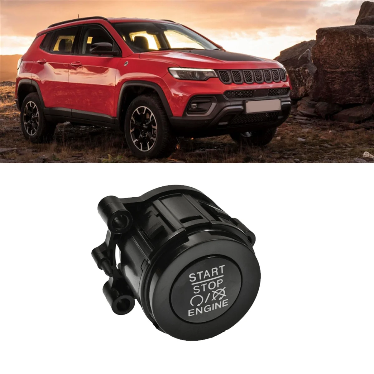 Tombol tekan pengapian saklar mesin mobil Push, untuk Jeep Compass Renegade 2017-2021 Aksesori Mobil