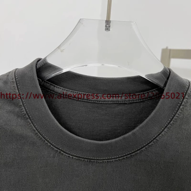 Washed Gray RRR123 T-shirt Men Women High Quality Heavy Fabric Unisex Summer Style RRR-123 Top Tees T Shirt