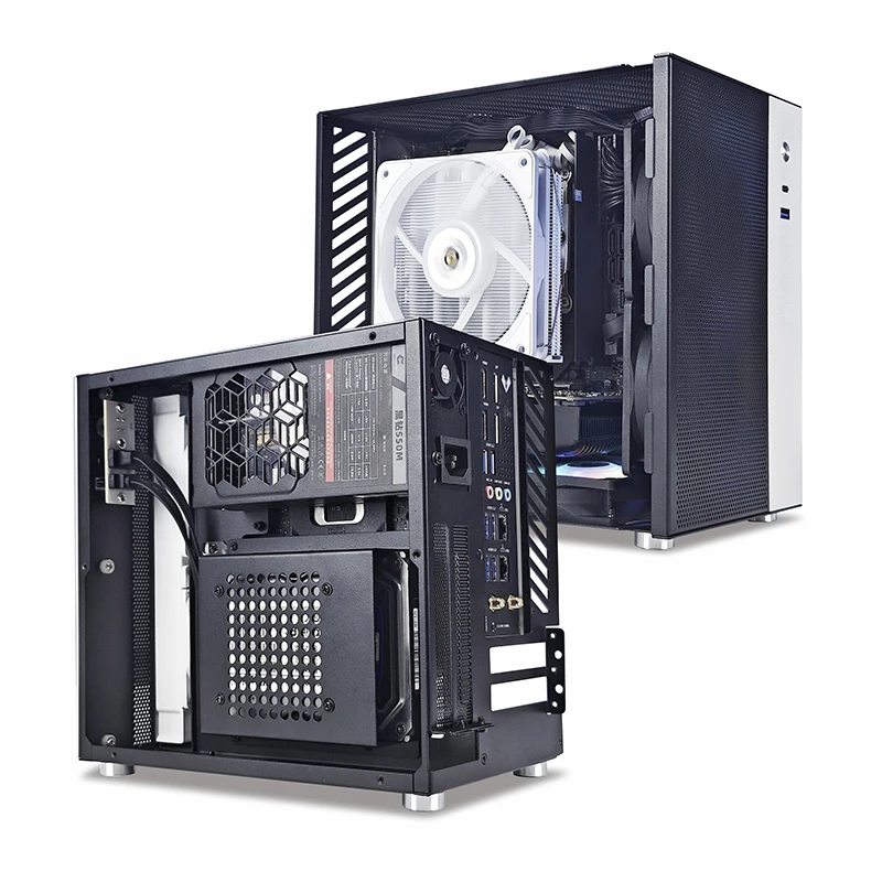 METALFISH T20 Mini ITX boîtier blanc 9L Support de châssis PC Compact Flex PSU/240mm GPU/100mm refroidisseur/refroidisseur de liquide 180