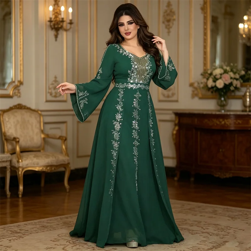 

Luxury Dubai Abaya Diamonds Jalabiya Women Muslim Evening Dress Kebaya Caftan Marocain Femme Musulmane Vestidos Islam Clothing