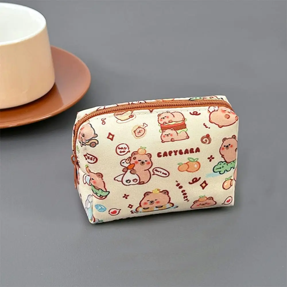 Capybara Zipper Coin Purse, lona carteira, fone de ouvido, bolsa protetora, bolsa de dinheiro, exterior