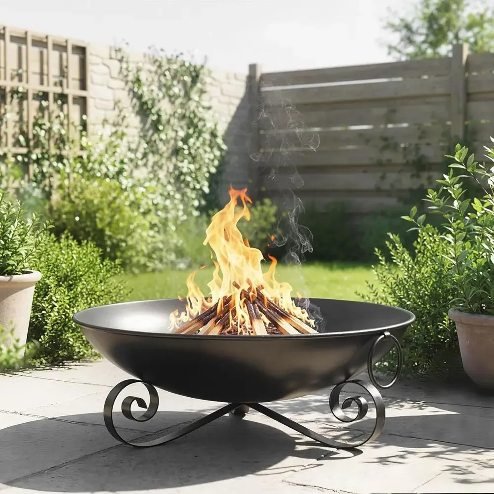 24-Inch Durable Metal Fire Bowl with High-Temp Paint, Portable for Outdoor & Garden Use