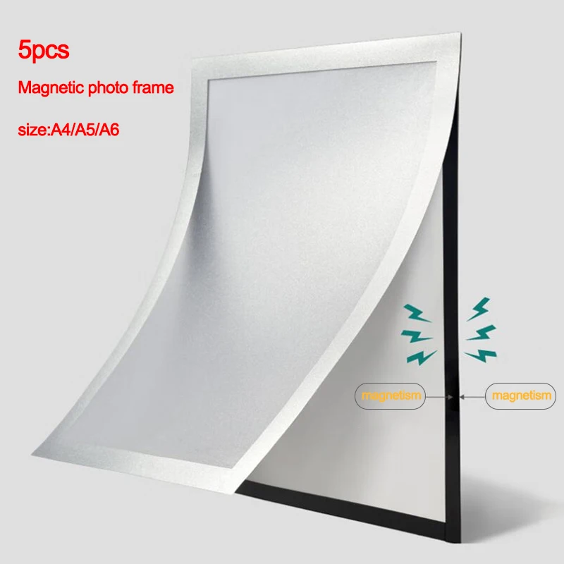 5PCS Magnetic Poster Display Frame A4/A5/A6 Self-adhesive Non-developmental Photo Art Wall Sticker Frame for Photos Certificate