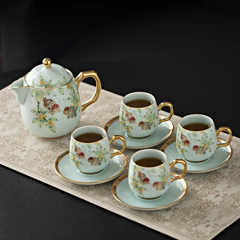 High-end Exquisite Ladies One-pot Four-cup Afternoon Tea Set Coffee Colorful Unique Luxury Gift Box for Teapot and Teacup Gift