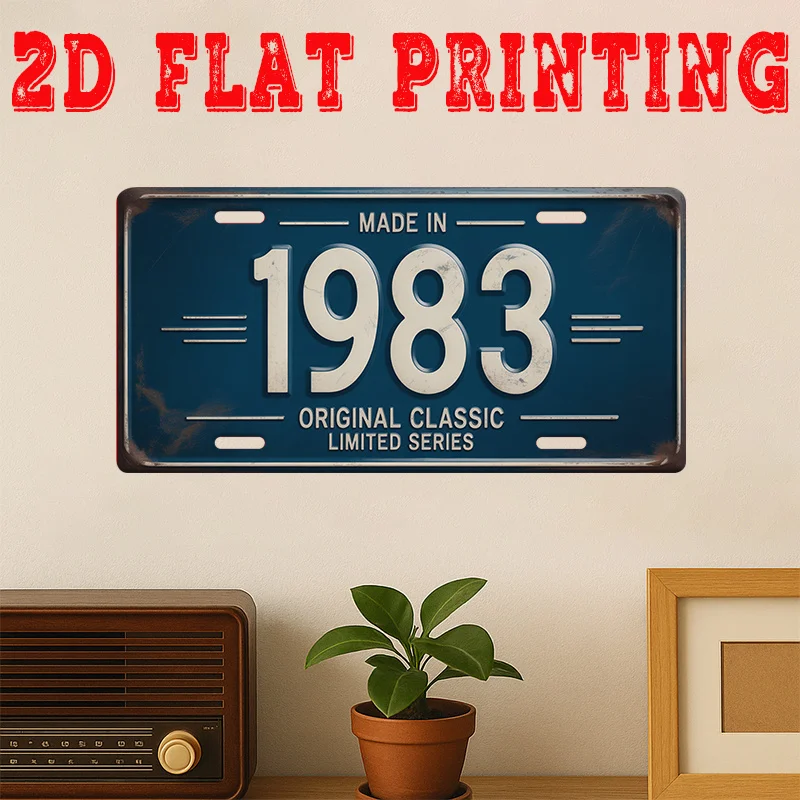 Retro Made In 1983 Original Classic Limited Series License Plate Style Metal Aluminum Plate Painting HD Print Bendable Wall A