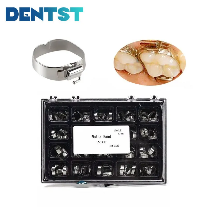 80PCS Dental Orthodontic Stainless Steel Buccal Tube 1st Molar with Bands Roth/MBT 022 стоматология ortodoncia