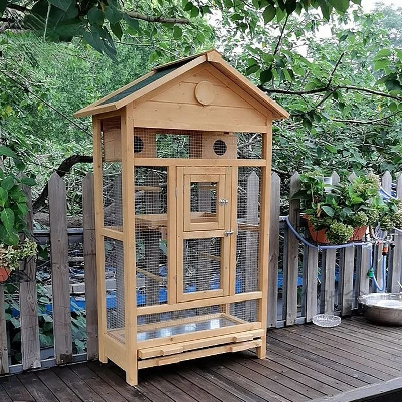 Large handmade solid wood breathable bird cage and house XL size birds