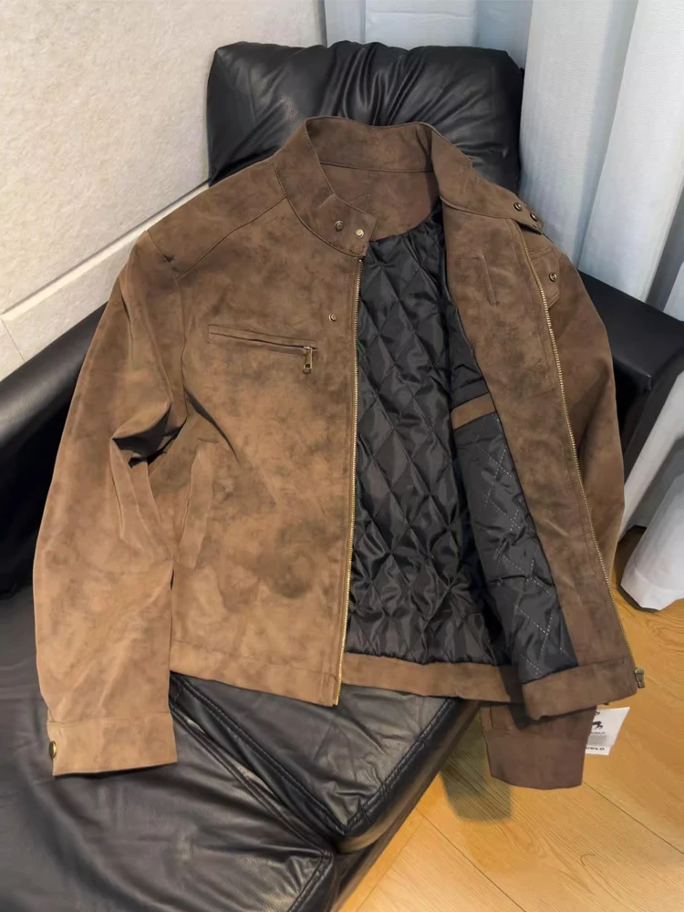 

Мужская байкерская куртка Cleanfit из хлопка, теплая, в бейсбольном стиле, осенне-зимняя, модная повседневная одежда, полиэстер