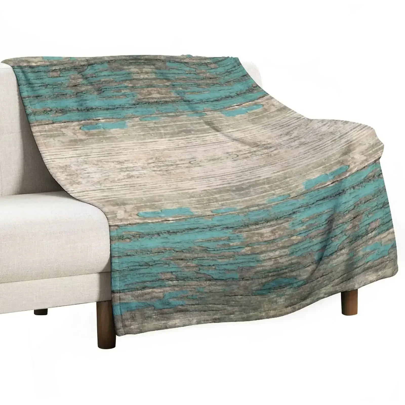 Rustic Wood - Weathered Wooden Plank - Beautiful knotty wood weathered turquoise paint Throw Blanket Luxury Brand Bed Blankets