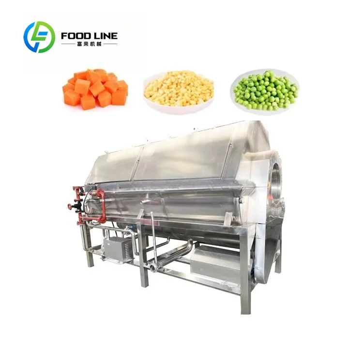 PLC Motor Controlled 2.6KW Spiral Hot Water Blancher Custom Fruit Vegetable Processing Equipment