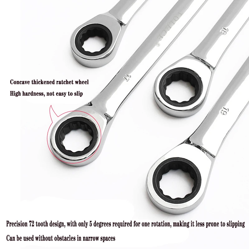 Ratchet Combination  Wrench Set Fine Tooth Gear Ring Torque and Socket Wrench Set Nut Tools for Repair Open End Wrench