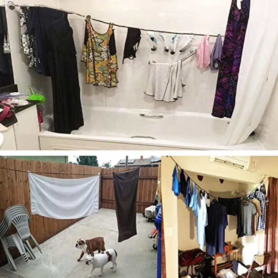 2 حزمة TriBraided الحبل الملابس خط الملابس تجفيف حبل السفر الغسيل يندبروف خط الملابس لرحلات أطول حيث نك