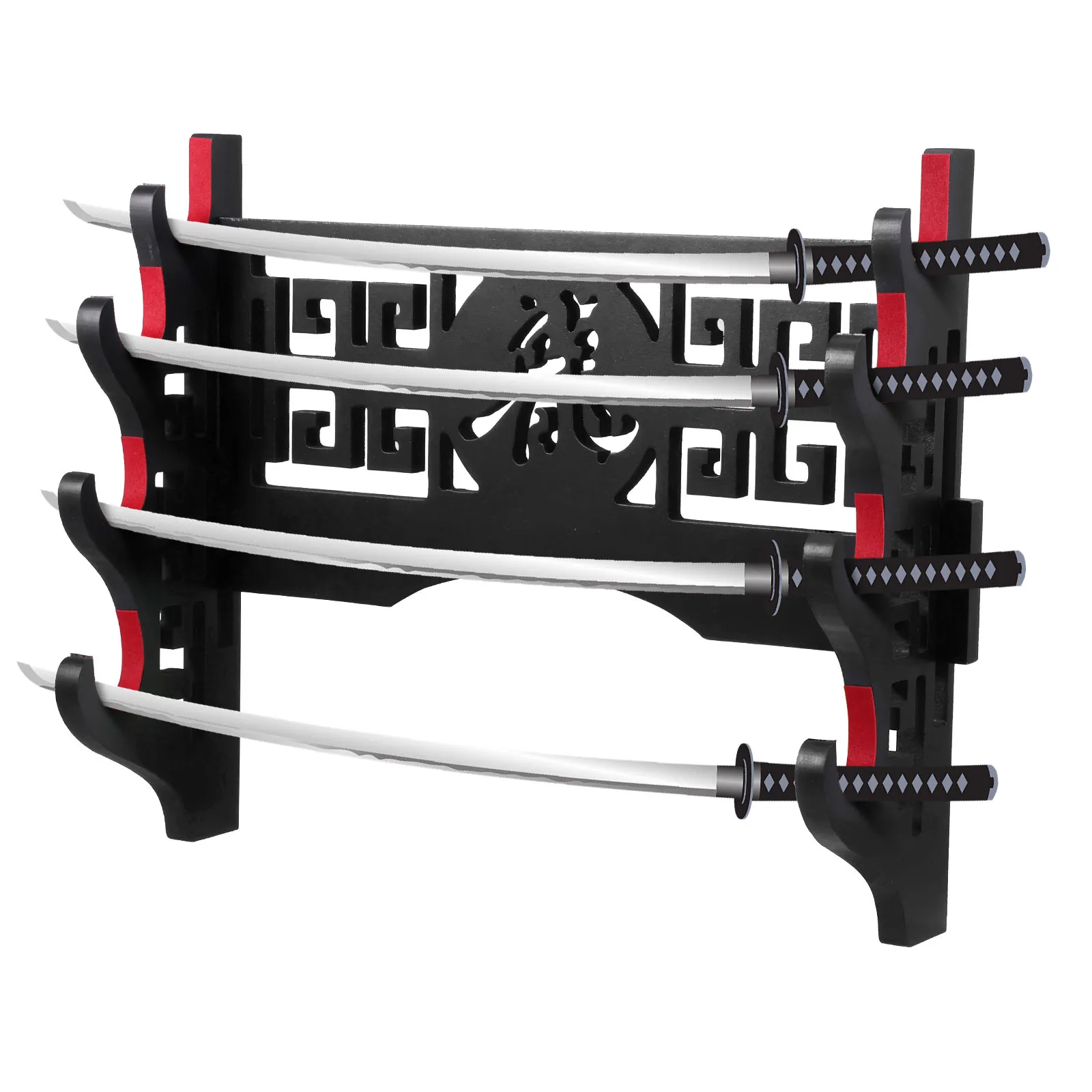 2/4 Layer Wall Mount Katana Shelf Wooden Sabre Samurai Sword Stand Display Holder Japanese Katana Storage Rack Decoration